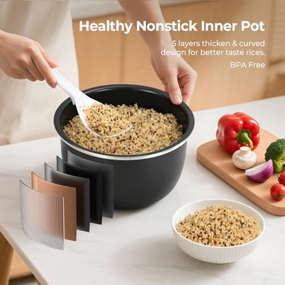 Narcissus 3.5-Cup Rice Cooker for 1-3 People, Multifunctional for Rice, Oatmeal, Quinoa - Slow Cook, Steam, Cook Rice & Steam Dish Together, Rice White