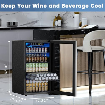 Electactic Mini Fridge 130 Can Beverage Refrigerator Cooler, 3.2 Cu.Ft Drink Fridge forSoda Wine Beer, Digital Temperature Control Cooler for Home, Dorm, Bar