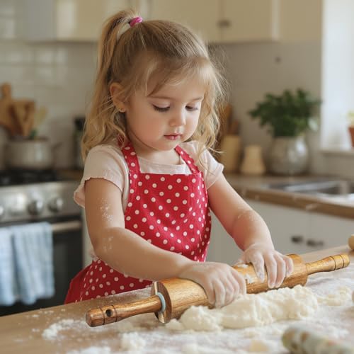 KARRYOUNG Acacia Wood Rolling Pin for Baking, Kitchen Dough Roller With Handles, Rodillo Para Masa, Rolling Pin for Dough, Pizza,Bread, Fondant & Tortilla
