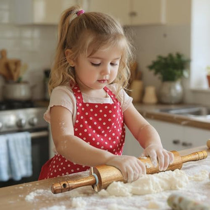 KARRYOUNG Acacia Wood Rolling Pin for Baking, Kitchen Dough Roller With Handles, Rodillo Para Masa, Rolling Pin for Dough, Pizza,Bread, Fondant & Tortilla