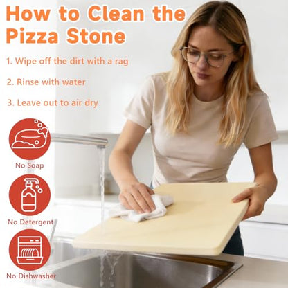 Tcatec Pizza Stone for Grill, 23.6''x15.7'' Extra Large Pizza Stone for Oven BBQ, Heavy Duty Rectangle Baking Stone for Bread