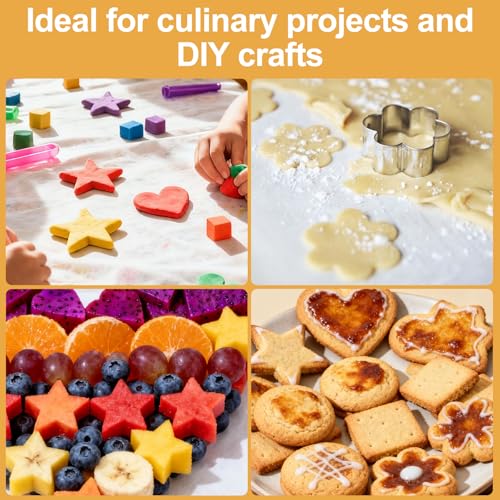 HIWRBDTI 30PCS Mini Cookie Cutters Shapes Set with Box for Kids, Small Stainless Steel Star Triangle Cookie Cutter Variety Pack, for Tiny Polymer Clay, Fruit