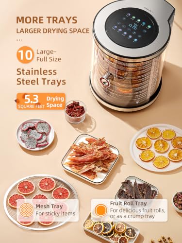 Reemix10-Tray Stainless Steel Food Dehydrator with Large Capacity