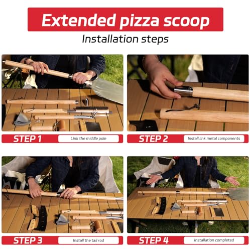 7PCS Pizza Oven Accessories Kit – Premium Pizza Making Tools Set for Home & Outdoor Ovens – Includes Pizza Peel, Oven Brush, Bubble Popper Turner, Rocker Cutter, Dough Roller & Scraper
