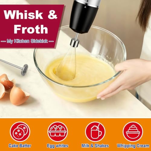 Djecak Orla 1100W 5-in-1 Immersion Blender Handheld, 30 Speed Stick Blender with Turbo, 15,500 RPM, Includes Whisk, Milk Frother, 500ml Chopper & 600ml Beaker Black