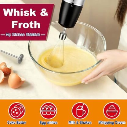 Djecak Orla 1100W 5-in-1 Immersion Blender Handheld, 30 Speed Stick Blender with Turbo, 15,500 RPM, Includes Whisk, Milk Frother, 500ml Chopper & 600ml Beaker Black
