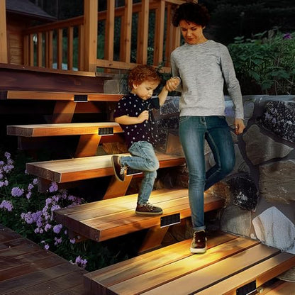 SOLPEX Solar Step Lights for Outside, 24 LEDs Solar Stair Lights Outdoor Waterproof Decor for Porch, Front Door, Stair, Step, Deck, Fence, Balcony, Patio, Wall, Yard, Garden(12 Pack, Warm White)