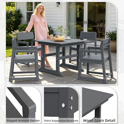 Shintenchi 5 Pieces Outdoor Dining Set,HDPE Dining Set for 4,Deep Gray