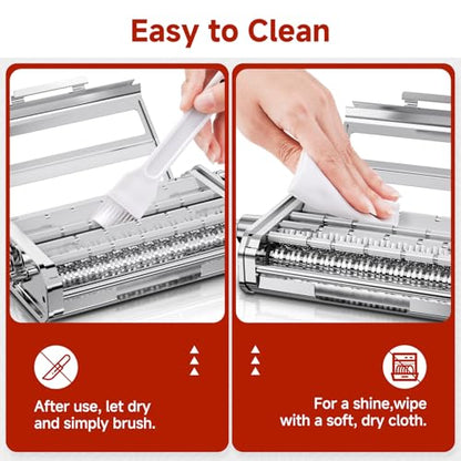Pasta Maker Attachment for Kitchen Aid Stand Mixers, 304 Stainless Steel, Rust-Proof, 8 Thickness Settings, Easy to Clean, 3 in 1 Accessories for Homemade Spaghetti, Fettuccine, Lasagna