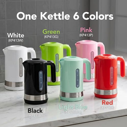 OVENTE 1.8L Electric Kettle, 1500W Fast Boiling Heater for Coffee or Tea, BPA Free, Easy to Fill Lid, Water Level Window, Auto Shut-Off, Boil-Dry Protection and Removable Filter, Green KP413G
