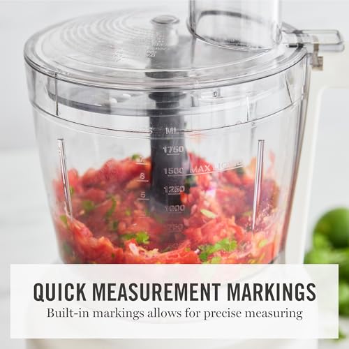 Martha Stewart Food Processor, 10-Cup Electric Chopper for Slicing, Shredding, Mincing and Puree, BPA-Free Twist & Lock Bowl, 3 Multipurpose Blades, Variable Speed Dial, Wide Feed Chute, Indigo Blue