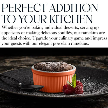Bellemain 4 oz Porcelain Mini Bowls | Ramekins, Custard Cups, Mini Cheesecake Pans, Small Baking Dish, Dipping Sauce Bowls, Small Casserole Dishes, Ramekins Oven Safe to 500F, Set of 6 (Multi)