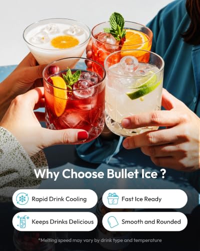 EUHOMY Ice Maker Countertop, 9 Cubes Ready in 6 Mins, 26lbs/24H, Self-Cleaning, Portable Ice Maker Machine with Carry Handle, Basket and Scoop, 2 Sizes of Bullet Ice for Home, Kitchen, Office