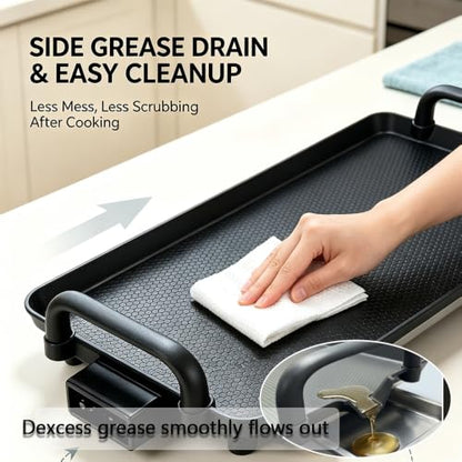PineyPlace Electric Griddle for Bacon, Eggs, Pancake, Breakfast