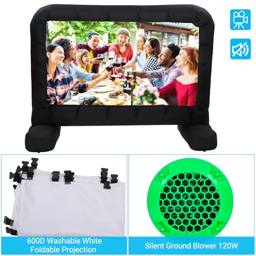 Hipicute Inflatable Movie Projector Screen 17Ft, Outdoor Movie Screen with Quiet Air Blower & Storage Bag, Supports Front/Rear Projection, Easy Setup, Ideal for Home Theater, Movie Nights