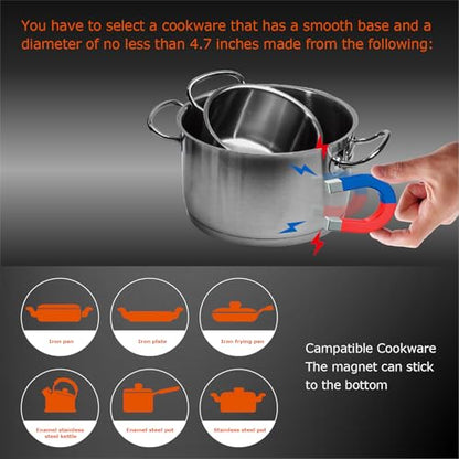 BIGoods 36 Inch Induction Cooktop 5 Burners, Flat Glass Top Electric Stove Hob with Bridge-SYNC, 3 Preset Modes Booster, Timer, Pause, Child Lock, Drop in, 208~240V/50A, Black