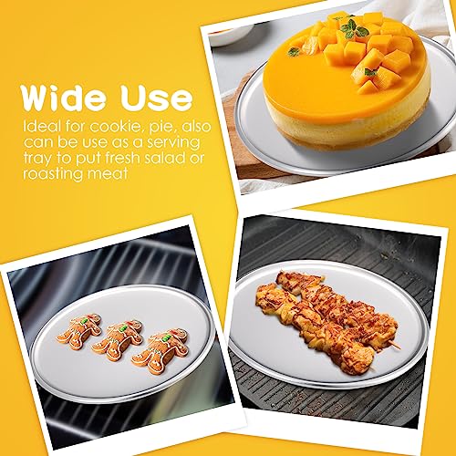 Rtteri 12 Pcs Pizza Pan Bulk Restaurant Aluminum Pizza Pan Set Round Pie Cake Plate Rust Free Cake Tray for Oven Baking Home Kitchen Restaurant Easy Clean (18 Inch)