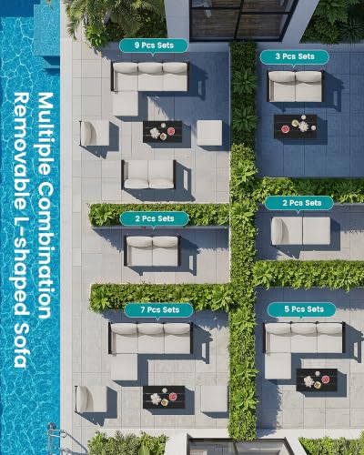 SERWALL HDPE Outdoor Loveseat Sofa, Outdoor 2 Pieces Single Sofa, Black