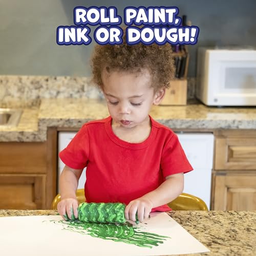 READY 2 LEARN Paint and Dough Texture Rollers | Set of 4 | Patterned Rolling Pins for Kids | Play Dough Accessories and Art Tools