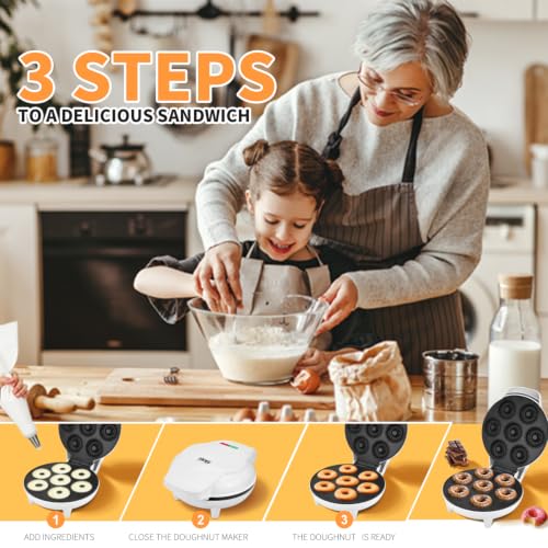 DSP Mini Donut Maker - Non-Stick, 7 Donuts, Cool-Touch