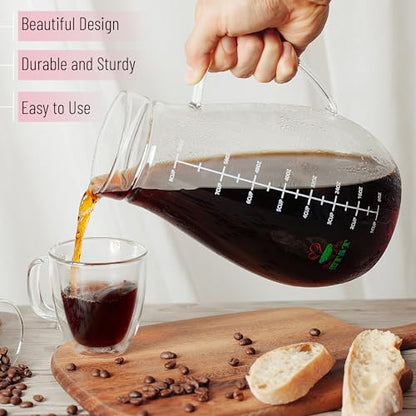 BTaT- Cold Brew Coffee Maker, Iced Coffee Maker, 2 Liter (2 Quart, 64 oz), Iced Tea Maker, Cold Brew Maker, Tea Pitcher, Coffee Accessories, Iced Tea Pitcher, Cold Brew System, Cold Brew Pitcher