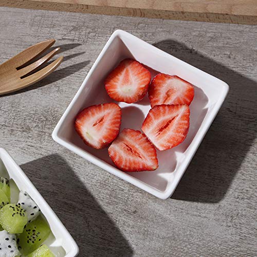 Foraineam 10-Piece Porcelain Ramekins, 4 Ounce Ramekin Bowl Set Square Baking Dipping Bowls