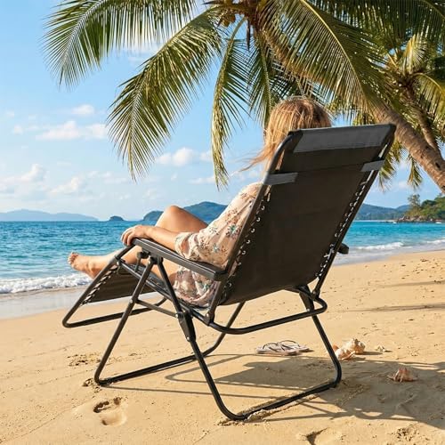 Sweetcrispy Oversized Padded Zero Gravity Lounge Chairs, Outdoor Recliner