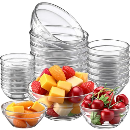 Sawysine 18 Pcs Glass Prep Bowl Sets 8.4oz/4.7oz/2.3oz Clear Small Pinch Bowls Salt Spices and Ingredients Serving Bowls Stackable for Kitchen Prep Cooking, Dishwasher Safe