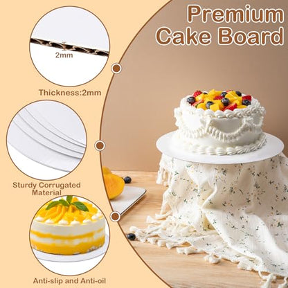 YUNZT 6 Pcs Cake Boards,White Cake Boards 10 inch Round,100%Food-graded Cardboard Cake Rounds,Waterproof and Oil-proof Cake Base for Cake DIY, Wedding, Birthday, Dessert, Pizza Decorating & Exhibition