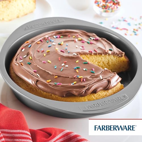 Farberware Nonstick Bakeware Baking Pan / Nonstick Cake Pan, Round - 9 Inch, Gray, 1 Count (Pack of 1)