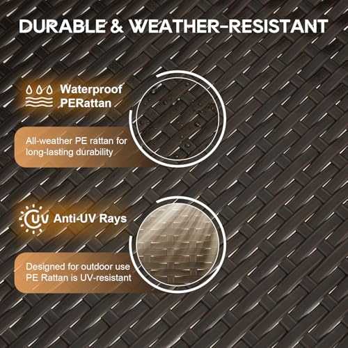 FDW 4-Piece Patio Furniture Set | Brown | Outdoor Wicker Furniture