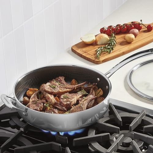 Cuisinart FusionPlus Hybrid Stainless Steel Cookware, 5-Quart Sauté Pan with Cover and Helper, PFAS-Free PURELYSEAR Ceramic Technology, Scratch Proof, Cool Grip Handles, Dishwasher Safe
