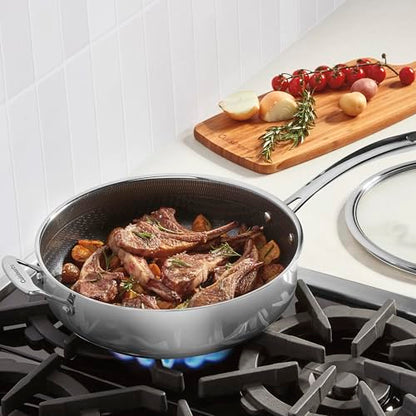 Cuisinart FusionPlus Hybrid Stainless Steel Cookware, 5-Quart Sauté Pan with Cover and Helper, PFAS-Free PURELYSEAR Ceramic Technology, Scratch Proof, Cool Grip Handles, Dishwasher Safe