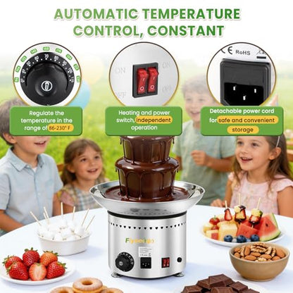 Flyseago Commercial Chocolate Fountain| 6 Tiers 19 lb Capacity| Large Hot Chocolate Fondue Tower| Stainless Steel Chocolate Melting Heating Machine for Nacho Cheese, Liqueurs, Party, Wedding
