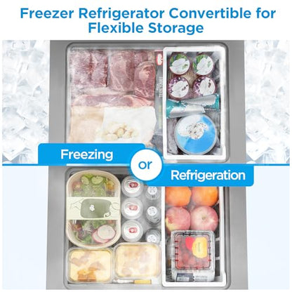 Midea MERC04C4BAWW Chest Freezer, 3.5 Cubic Feet Freezer With Removable Basket, Interior LED Light, Adjustable Temperature, For Kitchen Apartment Office, White