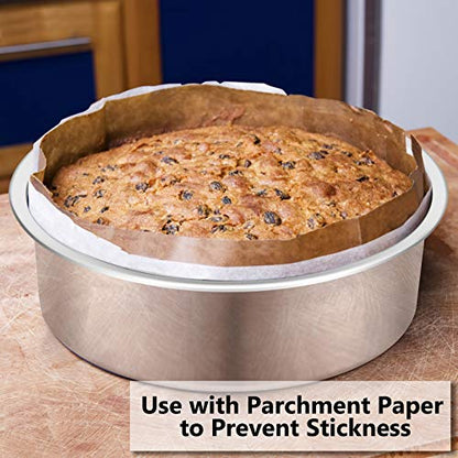 P&P CHEF Cake Pan Set of 3, 4" + 6" + 8" Round Baking Layer Tier Cake Pans Tins, Stainless Steel Bakeware for Birthday Weeding, Heavy Duty & Non Toxic, Mirror Finish & Dishwasher Safe