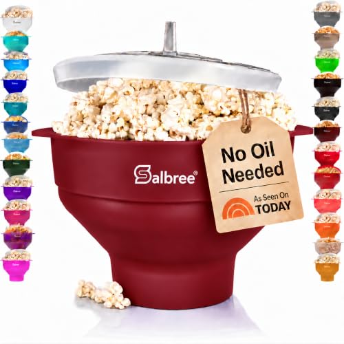 Salbree Microwave Popcorn Popper Maker Silicone Collapsible Bowl No Oil
