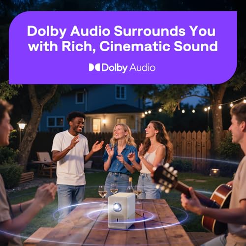 Aurzen Roku TV Smart Projector with Wifi and Bluetooth, D1R Cube Roku Streaming Experience Built-in, Sealed Optical Engine, 1080P FHD, DoIby Audio, Portable Mini Projector for Home/Outdoor Movies