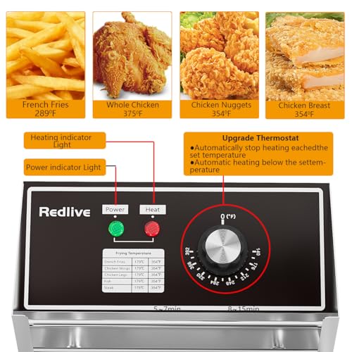 Commercial Deep Fryer with Basket 21QT/20L Stainless Steel Large Capacity
