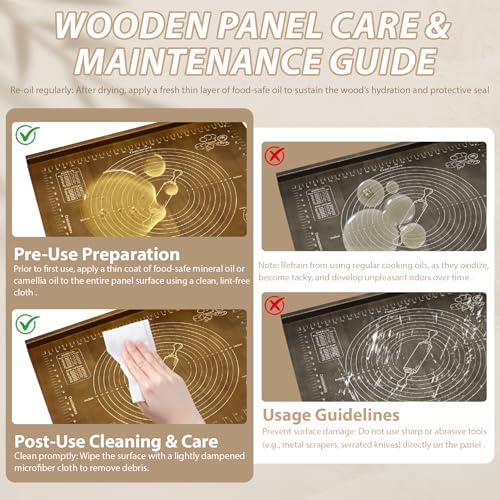Kuabiz Wooden Pastry Board with Measurement 24'' x 20" Reversible Kneading Board with Side Lip and Engraved Ruler Bread Cutting Boards for Rolling Dough Baking Counter Top Kitchen (Brown)