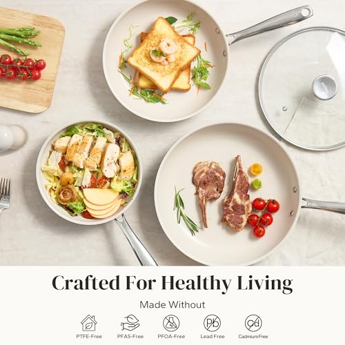Redchef Nonstick 6-Piece Fry Pan Set, 8, 9.5, and 11 Inch Frying Pans with Tempered Glass Lids, Stay-Cool Handles, Dishwasher & Oven Safe, Induction Safe, Compatible with All Cooktops, Green