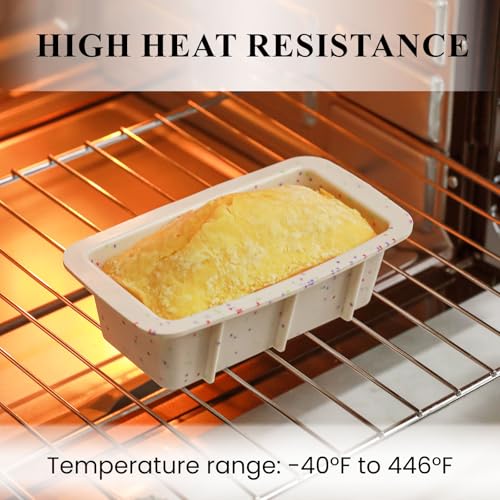 CAKETIME Silicone Mini Loaf Pans Set of 4, 2.7x5.4 Inch Non-Stick Mini Bread Loaf Pans for Baking Homemade Toast, Brownie, Loaf, Cake, Meatloaf