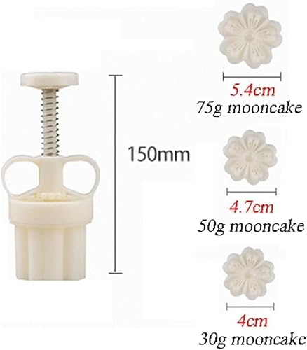 White Mold with 6 Petals 30g Mooncake Mould Hand Press Cookie Stamps, Cherry Blossom Flower Stamps, Mid-Autumn Festival Pastry Tool Pie Making, Cookie Stamps Baking Tools and Accessories