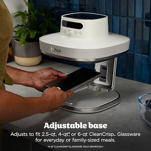 Ninja Crispi Pro 6-in-1 Glass Air Fryer | With Nontoxic, 6qt & 2.5qt Containers & Lids | Microwave, Freezer, Dishwasher Safe | 450°F Max Temp | 1800 Watt | Bone | AS101LG