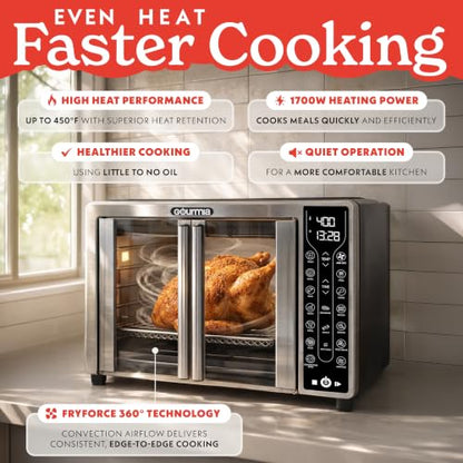 Gourmia Toaster Oven - 6-Slice Capacity, Digital Display, Stainless Steel