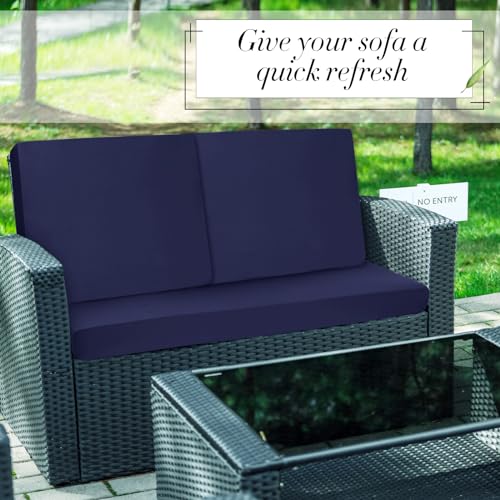 Newwiee 8 Pcs Stretch Patio Outdoor Cushion Covers Replacement,Navy Blue