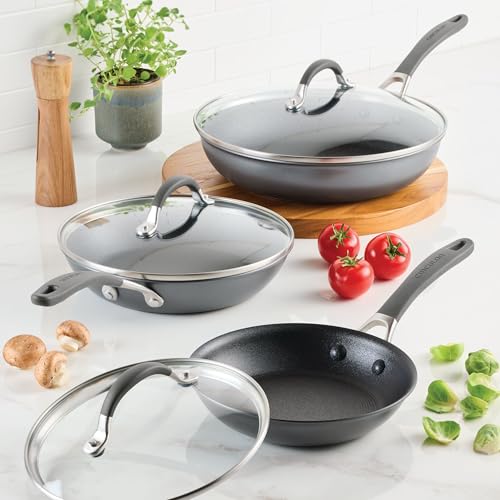 Circulon A1 Series with ScratchDefense Nonstick Induction Frying Pan Set, 6-Piece Cooking Pans Set, Induction Cookware, Graphite