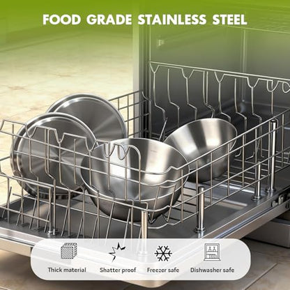 Greentainer 5-Piece Stainless Steel Mixing Bowls Set for Kitchen, Nesting Bowls with Measurement Markings for Baking, Prepping, Cooking and Serving Food, Metal Mixing Bowls Dishwasher Safe