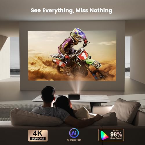 [Official Licensed APPs] Outdoor-Projector-4K with Wifi6 and Bluetooth, Smart TV OS & DoIby Audio, Portable Projector with YouTube/PrimeVideo, ONOAYO 1080P Proyector with 300'' Display