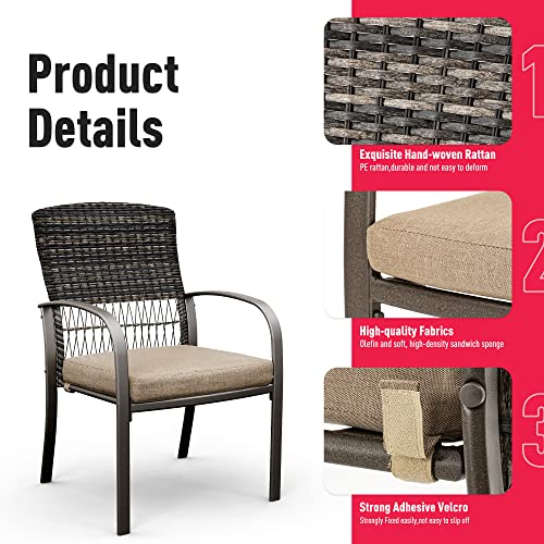 Pamapic Outdoor 5-Piece Patio Dining Set, Weather Resistant PE Rattan Table and Chairs, Comfortable Cushions, Easy Maintenance, 5 PCS, Beige